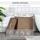 Cesto per Biancheria 2 Scomparti 52x32x63 cm con Coperchio e Maniglie Marrone