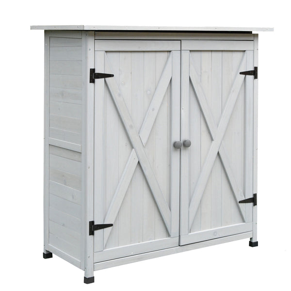 acquista Casetta Box da Giardino Porta Utensili 110x55x117 cm in Legno di Abete Impermeabile Grigio