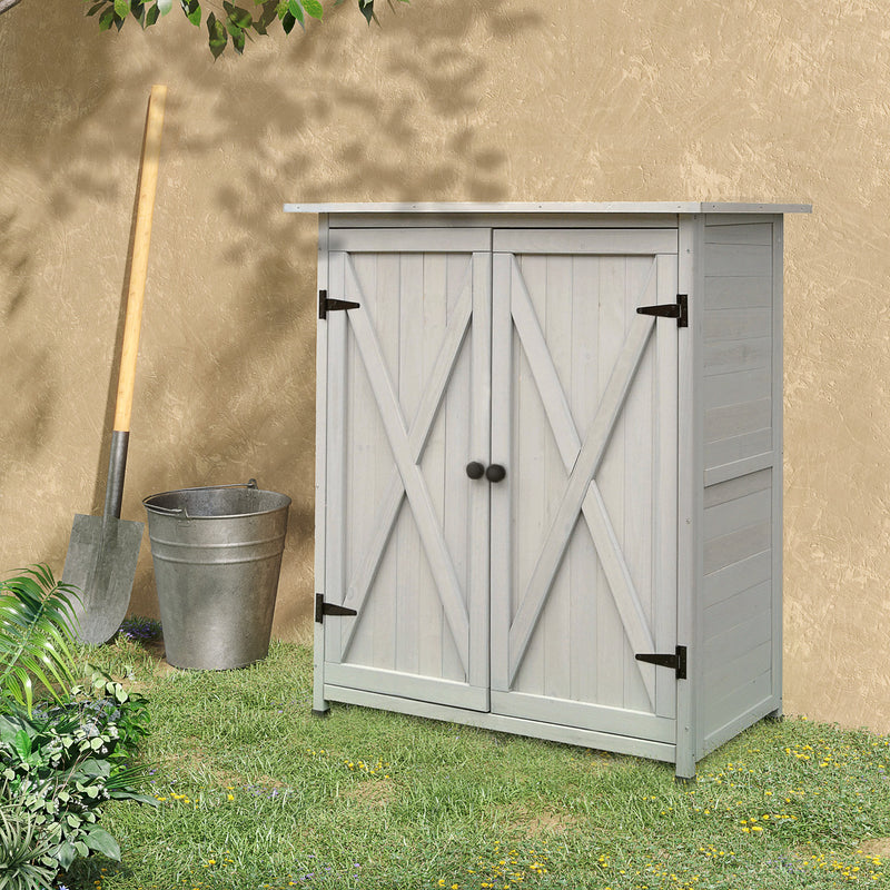 Casetta Box da Giardino Porta Utensili 110x55x117 cm in Legno di Abete Impermeabile Grigio