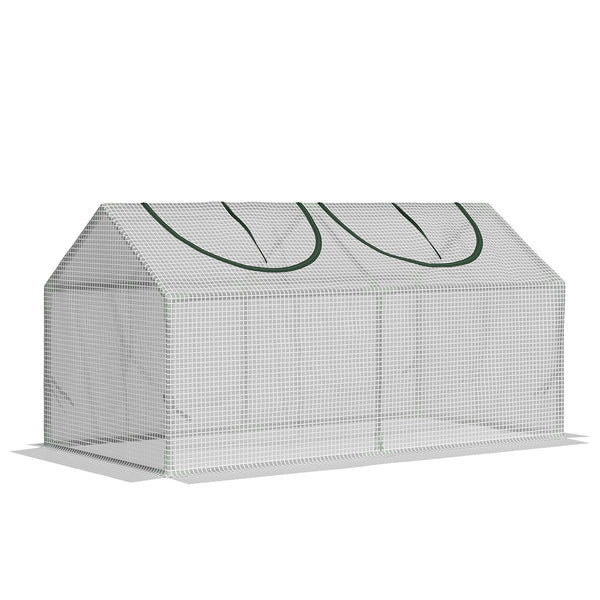 acquista Mini Serra da Giardino con 2 Finestre 119x60x60 cm Copertura PVC Anti-UV Bianco