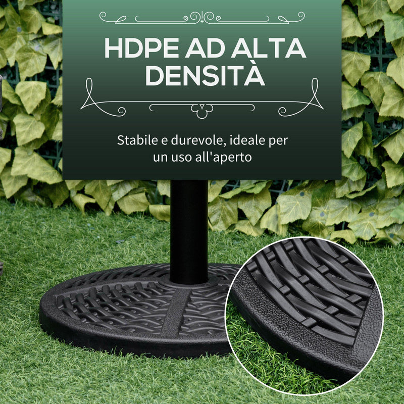 Base per Ombrellone da Giardino Ø45 cm 9,5 Kg in Plastica Effetto Rattan Nero