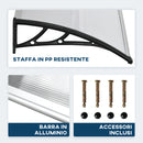 Pensilina Tettoia 110x60x23 cm in Policarbonato e Alluminio Trasparente