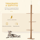 Albero Tiragraffi per Gatti 43x27x228-260 cm con Fissaggi oa Soffitto Marrone