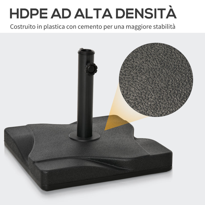 Base per Ombrellone da Giardino Ø41,5 cm 20 Kg in Plastica Nero