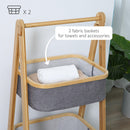 2 Cestini in Tessuto con Supporto Pieghevole 45x35x98 cm in Bambù Grigio