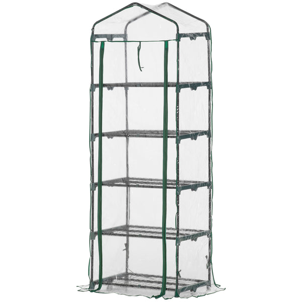 prezzo Mini Serra per Piante a 5 Ripiani 69x49x193 cm in Acciaio Verde