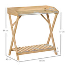 Tavolino da Giardino 80x40x84 cm in Legno con Piano in Metallo Antiruggine