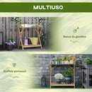 Tavolino da Giardino 80x40x84 cm in Legno con Piano in Metallo Antiruggine