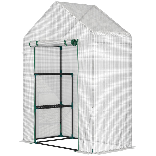 acquista Serra da Giardino 143x73x195 cm 2 Scaffali Porta Avvolgibile Bianco