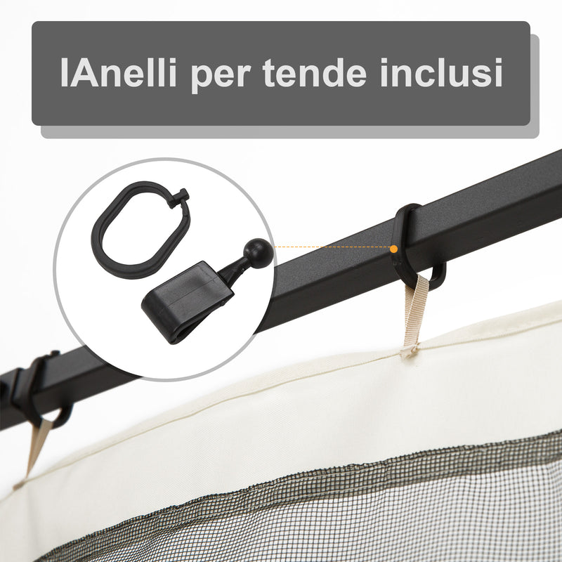 Zanzariera per Gazebo Tende di Ricambio Universale 302x207 cm con Cerniere Nero/Beige