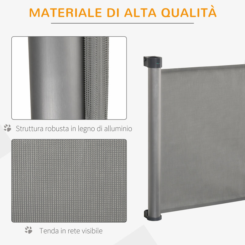 Barriera di Sicurezza per Cani Estensibile fino 140 cm per Porte e Scale Grigio