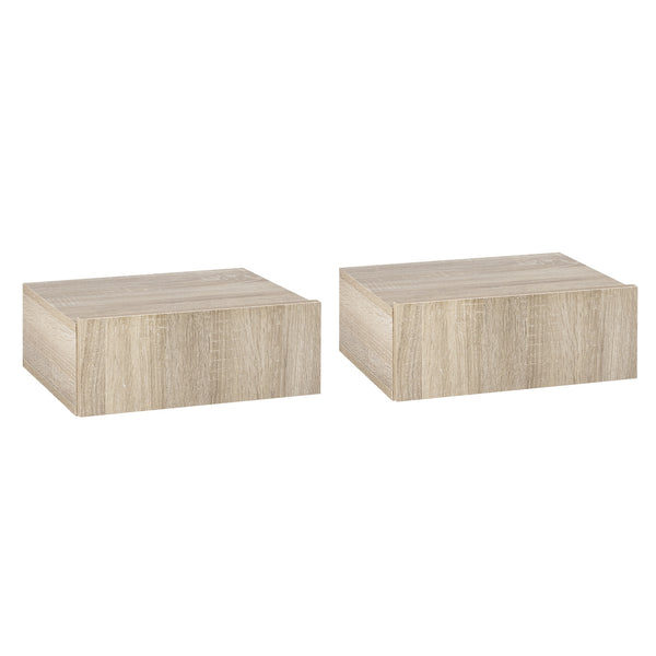 acquista Set 2 Comodini Sospesi 40x30x15 cm Design Moderno Color Legno