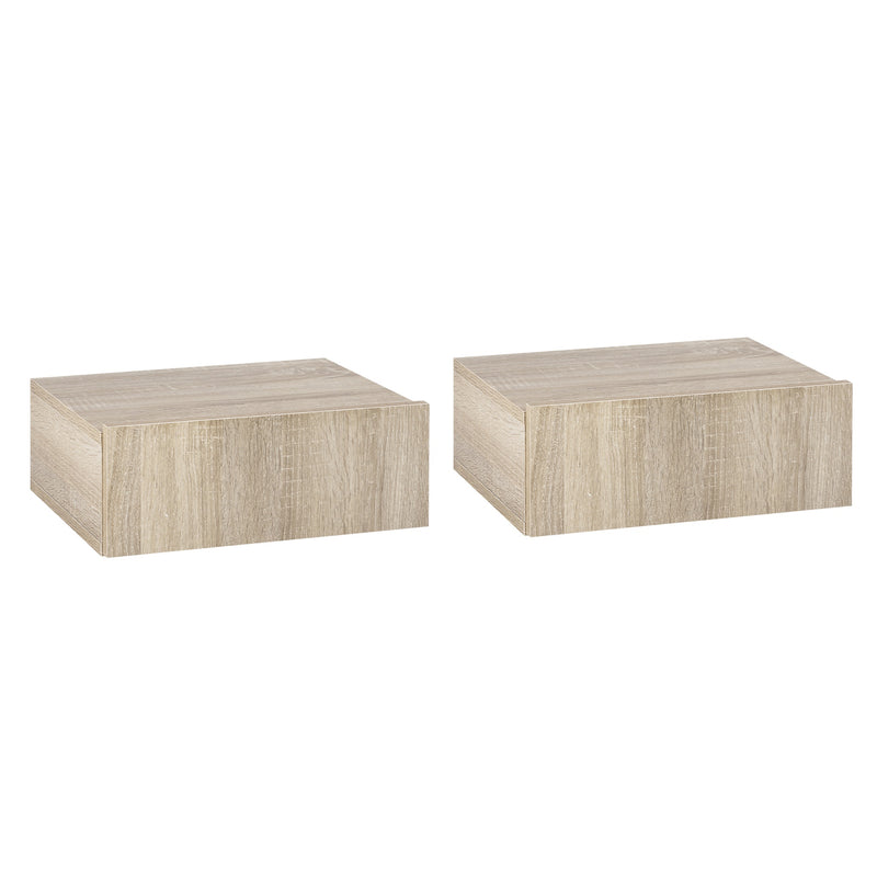 Set 2 Comodini Sospesi 40x30x15 cm Design Moderno Color Legno