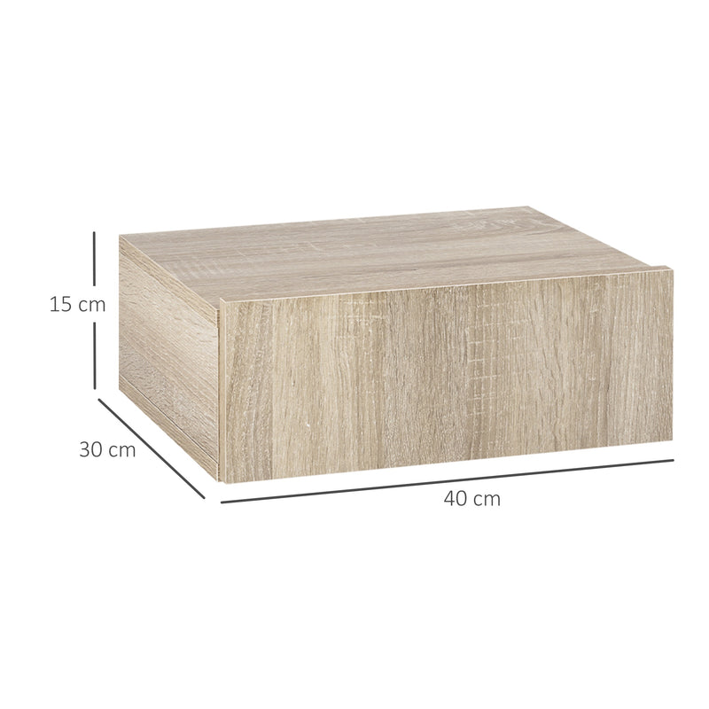 Set 2 Comodini Sospesi 40x30x15 cm Design Moderno Color Legno