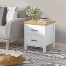 Comodino 2 Cassetti 40x39x48 cm in MDF Bianco