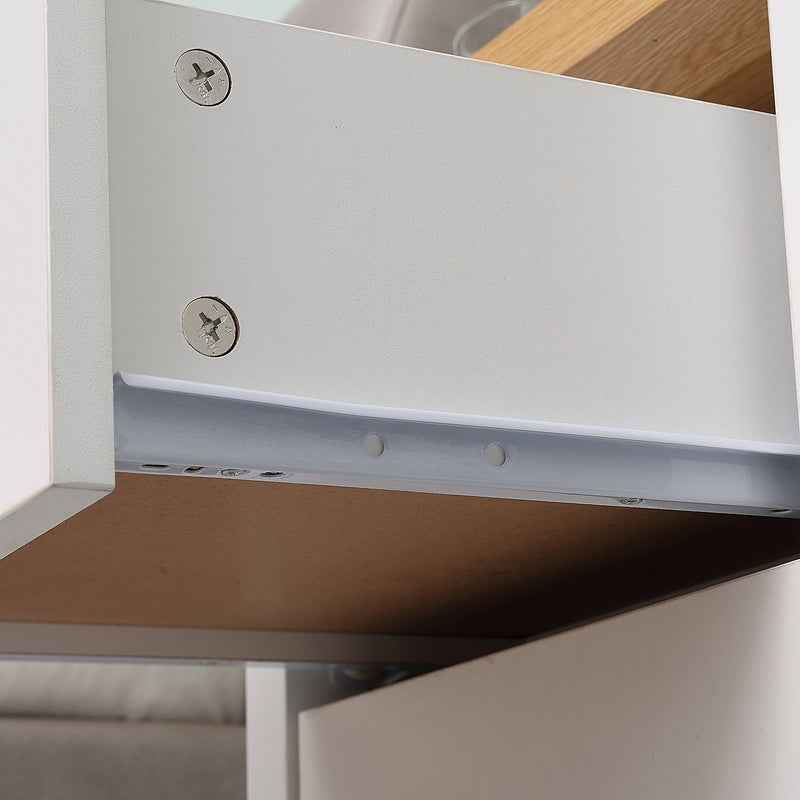 Comodino 2 Cassetti 40x39x48 cm in MDF Bianco