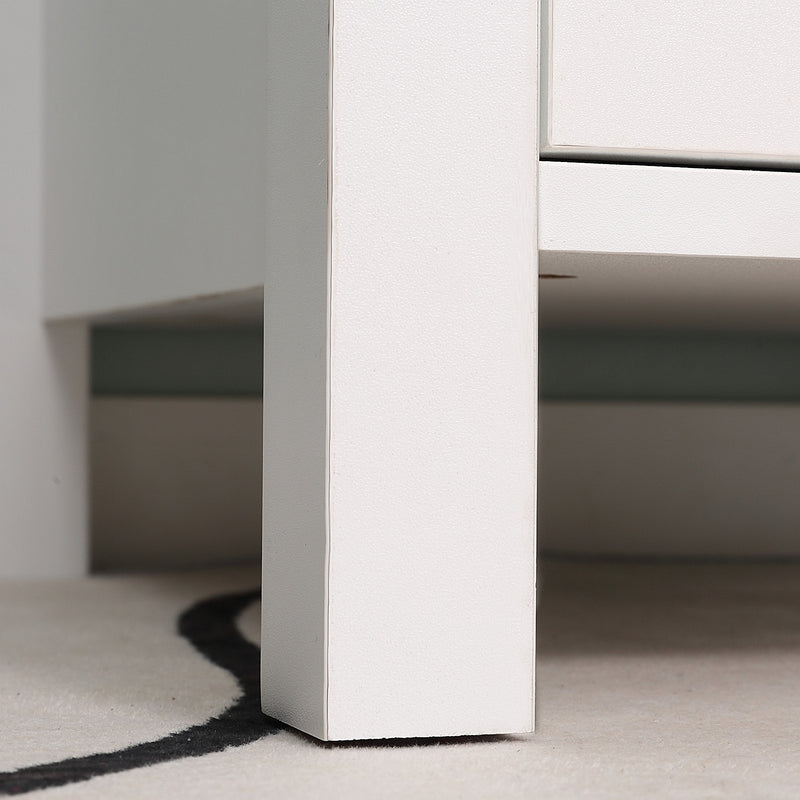 Comodino 2 Cassetti 40x39x48 cm in MDF Bianco