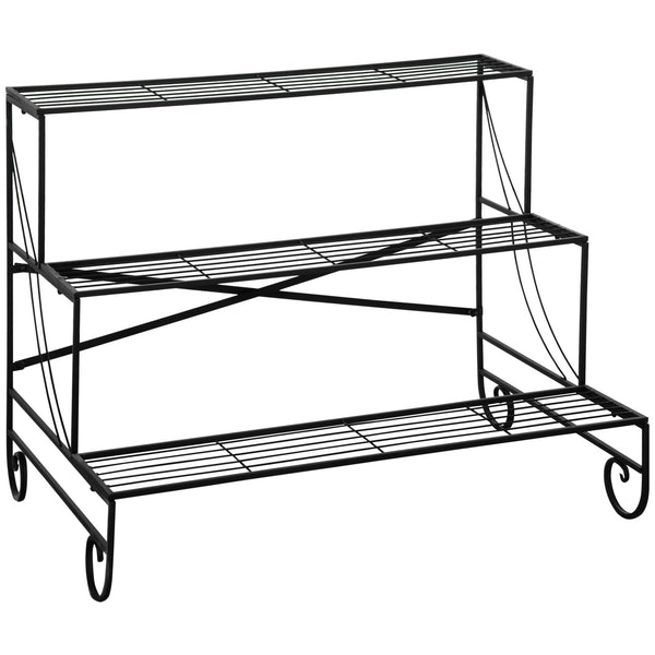 Portapiante 3 Ripiani 95x 63x 72 cm in Ferro Battuto Nero acquista