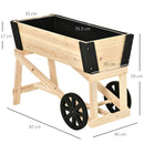 Fioriera Rialzata con Ruote da Esterno per Fiori e Piante in Legno