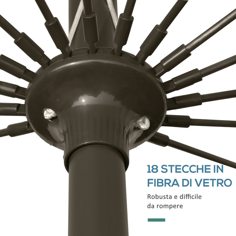 Ombrellone da Giardino Ø2,55m 18 Stecche Testa Inclinabile Verde