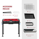 Barbecue a Carbone Carbonella 120x31x60-70 cm con Griglia e Teglia Nero
