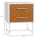 Comodino 2 Cassetti 40x39x48 cm in Metallo e Legno Marrone