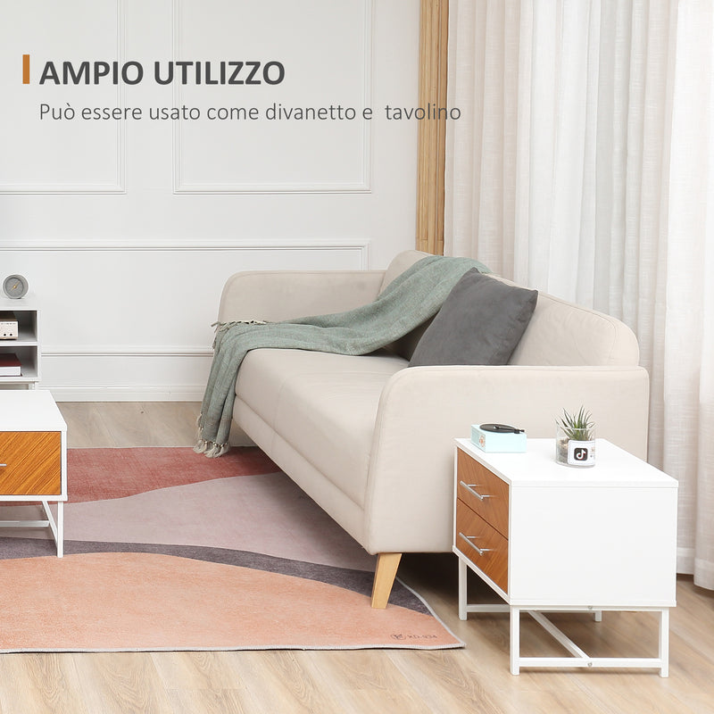 Comodino 2 Cassetti 40x39x48 cm in Metallo e Legno Marrone