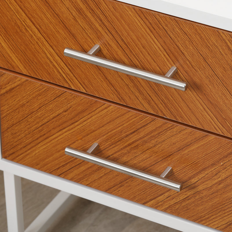 Comodino 2 Cassetti 40x39x48 cm in Metallo e Legno Marrone