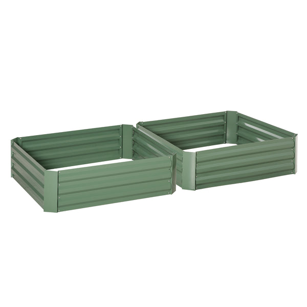 Set 2 Letti per Orto Rialzati 100x100x30 cm in Acciaio Zincato Verde sconto