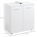 Mobile Sotto Lavabo Bagno 2 Ante 60x30Px62,5 cm in Legno Bianco