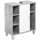 Mobile Sotto Lavabo Bagno 6 Ripiani 1 Anta 60x30x68 cm in Legno Grigio