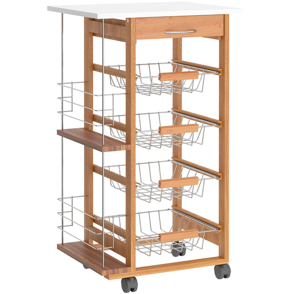 prezzo Carrello da Cucina 1 Cassetto 4 Cestelli 47x37x83 cm in Legno Marrone