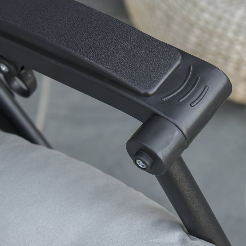 Sedia Sdraio Pieghevole da Giardino 90x65x110 cm con Schienale Reclinabile e Materassino Grigio Chiaro