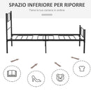 Struttura Letto Singolo 90x200 cm in Acciaio con Doghe Integrate Nero