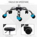 Set 2 Sgabelli Girevoli con Ruote Ø35.5x46-38 cm in Similpelle Nero