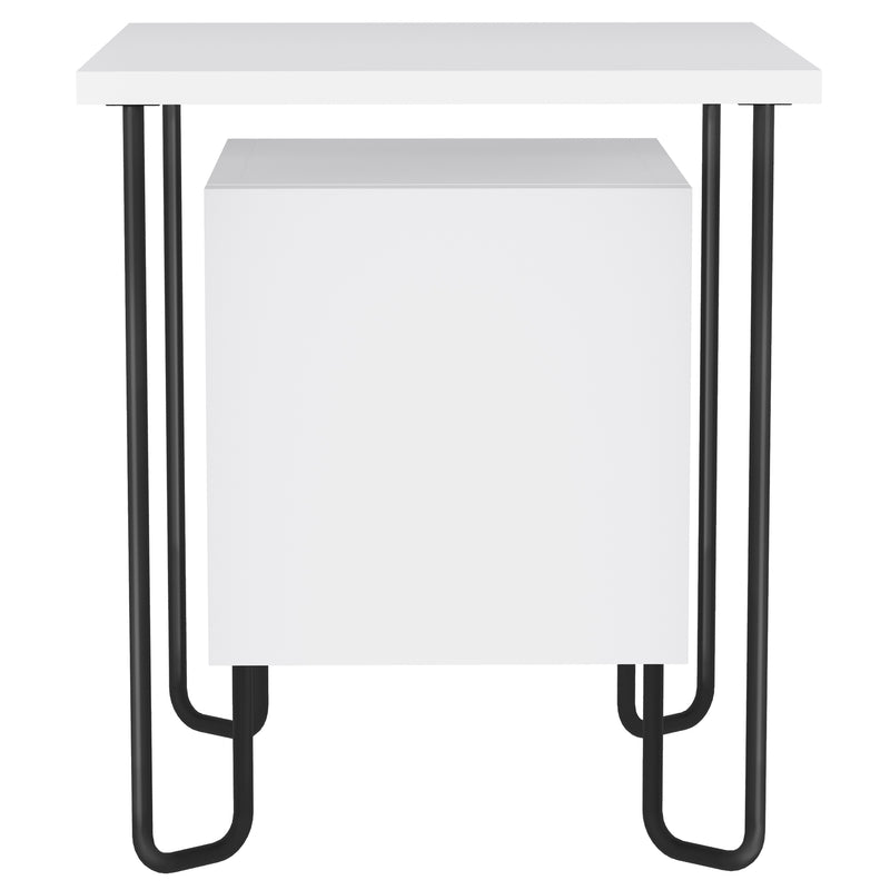 Comodino con Armadietto e Mensola 40x40x45 cm in Legno e Metallo Bianco