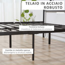 Struttura Letto Una Piazza e Mezzo 140x200 cm in Acciaio con Doghe Integrate Nero