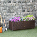 Fioriera Rialzata con Ruote 94,5x31x36 cm in Rattan Sintetico Grigio