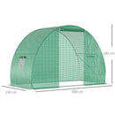 Serra a Tunnel 150x300x200 cm con Porta Avvolgibile e Finestre Verde