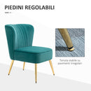 Poltrona Moderna Imbottita 56x65,5x82,5 cm in Tessuto Vellutato Verde