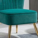 Poltrona Moderna Imbottita 56x65,5x82,5 cm in Tessuto Vellutato Verde