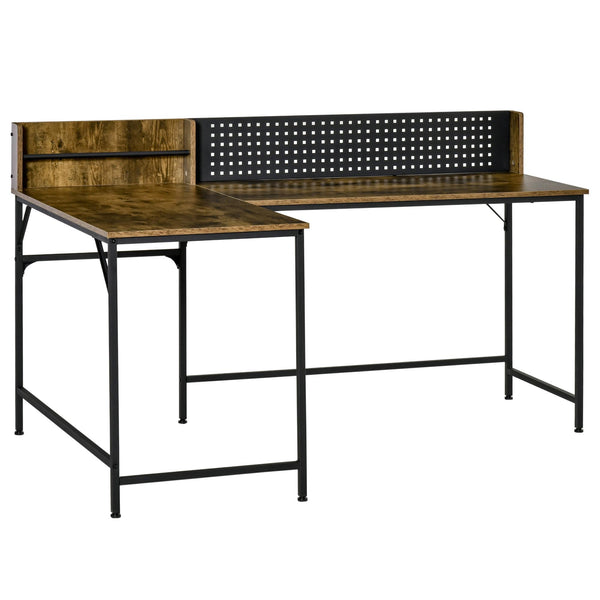sconto Scrivania Angolare da Ufficio 165x110x95 cm in Legno e Metallo Marrone Rustico