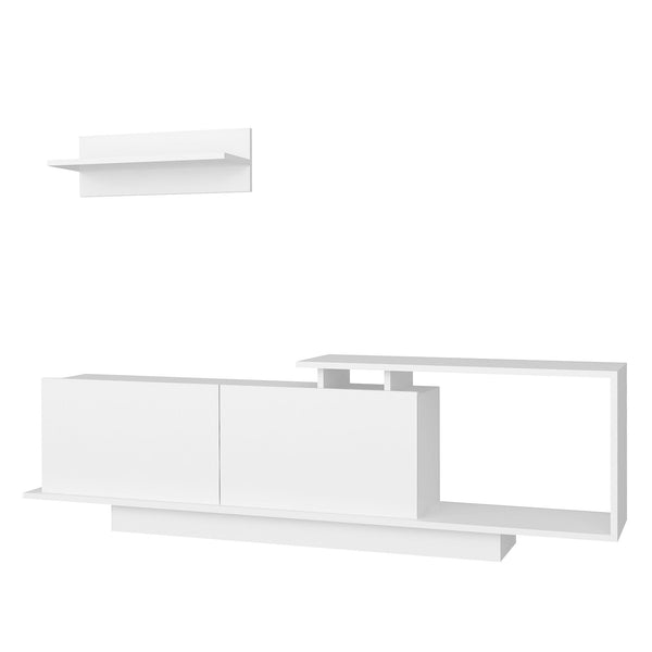 Mobile Porta TV 180x29,6x45 cm con Armadietti e Mensola da Appendere in Legno Bianco acquista