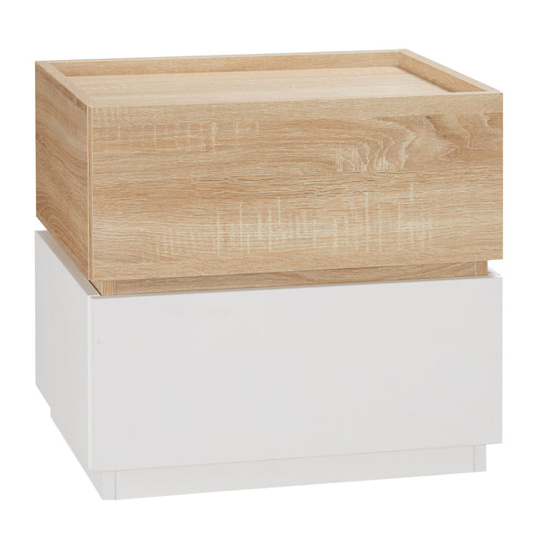 Comodino 2 Cassetti 50x40x47,5 cm Design Moderno Nature Wood e Bianco online