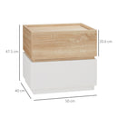 Comodino 2 Cassetti 50x40x47,5 cm Design Moderno Nature Wood e Bianco