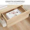 Comodino 2 Cassetti 50x40x47,5 cm Design Moderno Nature Wood e Bianco