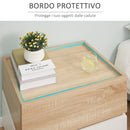 Comodino 2 Cassetti 50x40x47,5 cm Design Moderno Nature Wood e Bianco