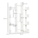 Libreria ad Albero 96x30x150 cm 13 Ripiani Bianco