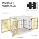 Gabbia per Cani 58,5x81x 66 cm in Legno e Acciaio Bianco