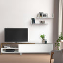 Mobile TV 180x29.5x41,3 cm con Mensole e Armadietto in Legno Bianco
